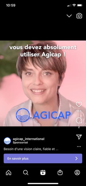 Un format vidéo Instagram sponsorisé par Agicap.