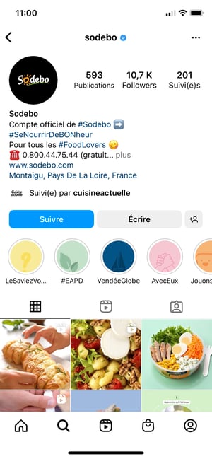 La vidéo dans le feed Instagram utilisée par Sodebo.